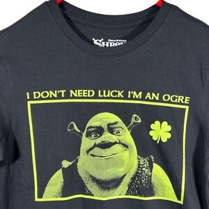 Shrek Kids Black Graphic T-Shirt I Don't Need Luck I'm An Ogre Neon Green Large